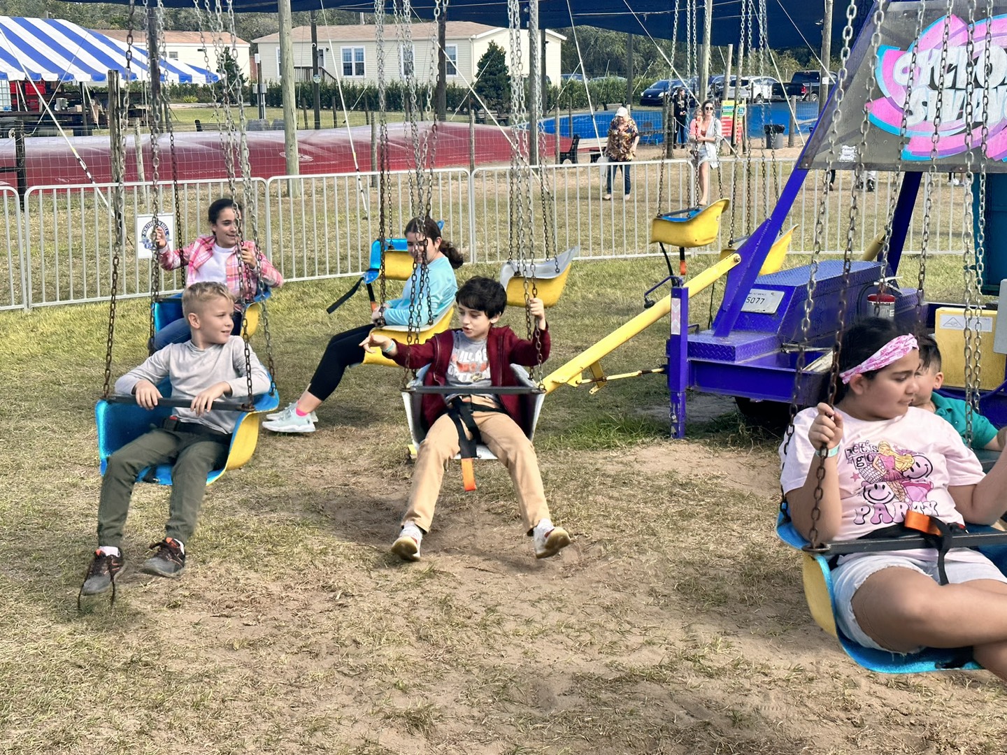 children on swings