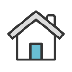 House with a light blue door icon